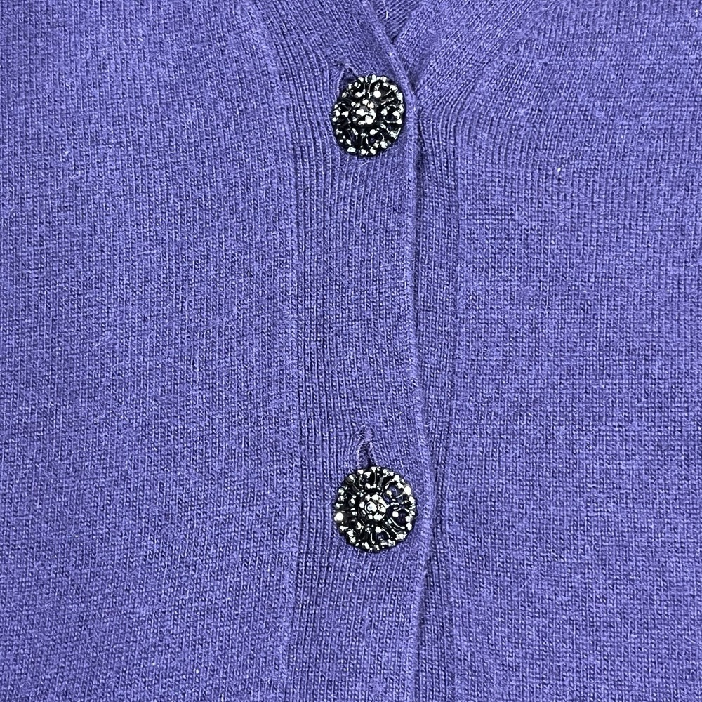 Talbots Purple Cashmere Blend Cardigan Sweater With Jeweled Buttons Purple Sz S - Picture 8 of 10